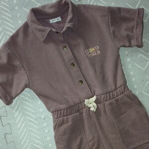Kids Mauve One Piece with Good Vibes Embroidery